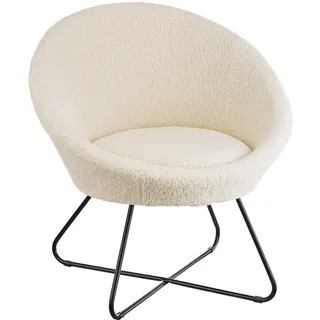 Tectake tectake® Cocktailsessel, Centera, gepolstert, mit Bouclé- oder Samtbezug, pulverbeschichtetes Stahlgestell, 83 x 73 x 82 cm