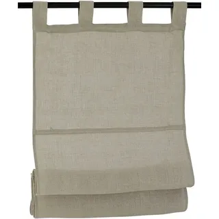 Kutti Raffrollo Metis Leinen, mit Schlaufen, freihängend, einfarbig, blickdicht, Schlaufenrollo, 100% reines Leinen beige 60 cm x 140 cm