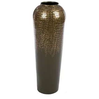 GILDE Vase Whisper Metall - Höhe 80cm x Ø 25cm - beige-Gold - bauchige Dekovase