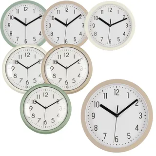 LS-LebenStil Vintage Wanduhr Küchenuhr 20cm Sand Beige Leicht Ablesbar Bürouhr Rund Retro Nostalgie ideal im Schlafzimmer Flur Büro Küche Wohnzimmer Esszimmer sehr leise mit großen Ziffern