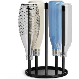 Flaschenhalter für SodaStream - Premium Abtropfhalter aus Keramik Abtropfständer mit Abtropfwanne für 5 SodaStream Crystal | Emil Flaschen Schwarz