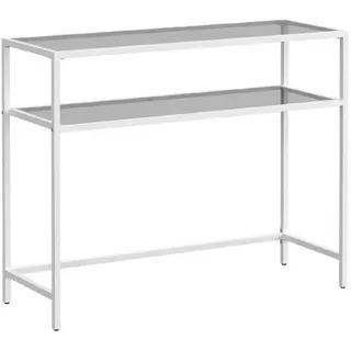 Calicosy Metallkonsole mit 2 Regalen aus gehärtetem Glas 30/90/80 cm , Weiß , Metall , 30x80x31 cm , Wohnzimmer, Wohnzimmertische, Konsolentische