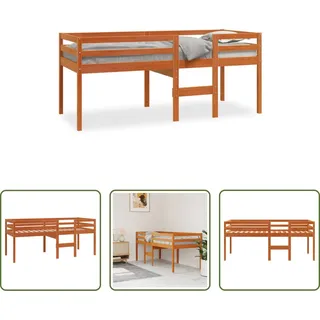The Living Store Hochbett Wachsbraun 90x200 cm Massivholz Kiefer - Braun