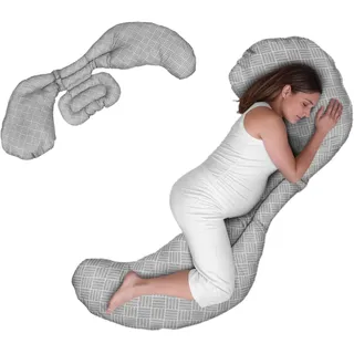 Boppy Modular Total Body Support, Komfortables Kissen, stützt den Körper, fördert die Seitenlage, 3 Teile für jeden Bedarf, maschinenwaschbar, grau