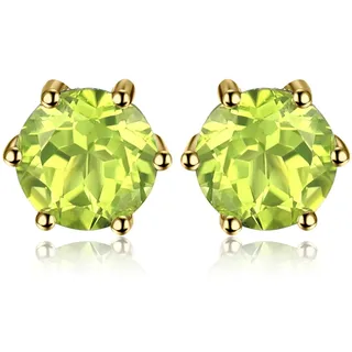 JewelryPalace Rundschliff 1.1ct Echt Peridot Ohrstecker Silber 925 Damen, Naturstein Schmuck Set Grün, Ohrringe Silber Edelstein Mädchen, Ohrstecker Silber Klein mit Stein Frauen Geschenk Vergoldet