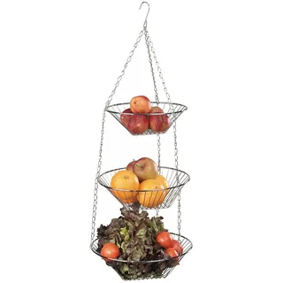 MSV Hängekorb Obstschale Obstkorb Gemüseampel mit 3 Ablagekörben