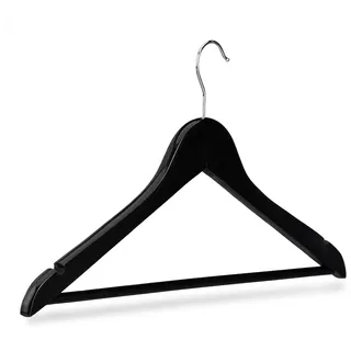 Relaxdays Kleiderbügel Set Holz, 20er Pack Garderobenbügel, Hemden & Hosen, 360° drehbar, Bügel HxB 23 x 44 cm, schwarz