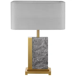Tischlampe Stoff Marmor Stahl Gold Grau 65 cm E27 Leuchte Nachttisch groß