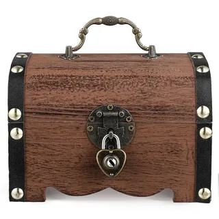 SHINEOFI Holzschatzkiste Mit Schloss 14.50X10.00X10.00Cm Vintage Treasure Storage Box Spardose Und Aufbewahrungsbox Für Zuhause Büro Schmuck Und Münzen