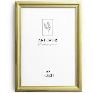 Artower® Bilderrahmen Vintage Gold Holz Rahmen für DIN A5 14,8 x 21 cm | Posterrahmen Groß Collage | Picture Frame Vintage Gold Wood 15x21 cm | Retro Schmal Bilderrahmen | Poster Rahmen