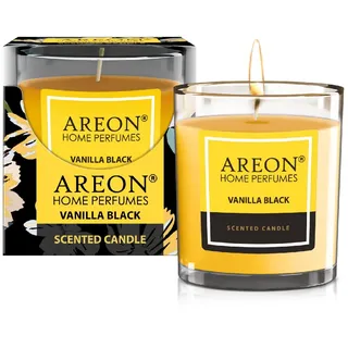 areon Wohlfühl - Duftkerze im Glas - Premium Kollektion - Brenndauer bis 25 Stunden - Duft: Vanilla Black