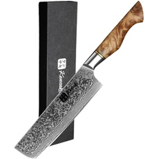 Kensaki Nakiri Messer aus Damaszener Stahl Küchenmesser Japanischer Art hergestellt aus 67 Lagen Damaststahl Kiniro Serie KEN-025
