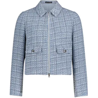 Jackenblazer BETTY BARCLAY "Blazer-Jacke langarm", Damen, Gr. 38, blau (blau, weiß), Obermaterial: 100% Polyester PES., Blazer Jackenblazer