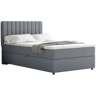 Homesy Boxbett Everest 120 x 200 cm Einzelbett mit hochwertiger Bonell-Matratze und Topper , Dunkelgrau , Holz , Mode , H3 , 120x200 cm , Oeko-Tex® Standard 100 , Schlafzimmer, Betten, Boxspringbetten