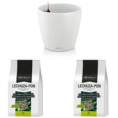 Lechuza Classico Color 28, Weiß, Hochwertiger Kunststoff, Inkl. Bewässerungssystem, Für Innen- und Außenbereich, 13190+"PON 3L Pflanzsubstrat, Neutral+PON 6L Pflanzsubstrat, Neutral