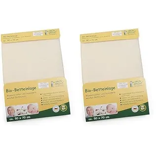 GRÜNSPECHT Bio-Betteinlage 50x70cm, Matratzenschutz, 100% Baumwolle (KBA) mit PU-Kern, Kochfest & trocknergeeignet, wasserdicht & urinundurchlässig (615-00) (Packung mit 2)