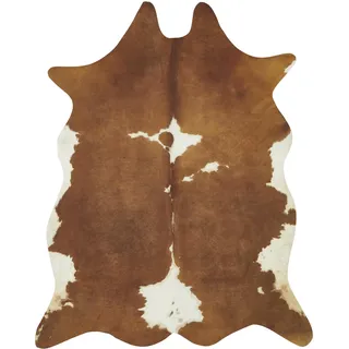 Andiamo Kuhfell Teppich Amarillo aus Kunstfell - Teppich Schlafzimmer Wohnzimmer Fellimitat im Fotodruck 125 x 155 cm Creme-braun