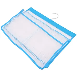 Tiardey Mesh-Bad-Organizer für mit Haken, schnell trocknend, zum Aufhängen, Duschablage, College, Badaufbewahrung mit 6 Taschen für Badezimmer, Studentenwohnheime (Blau)