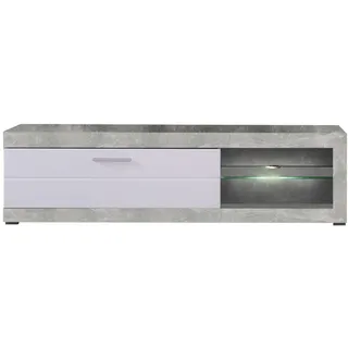 Home Affaire Remo TV-Kommode 160 cm Grau/Weiß Hochglanz Kunststoff/Metall/Holzwerkstoff