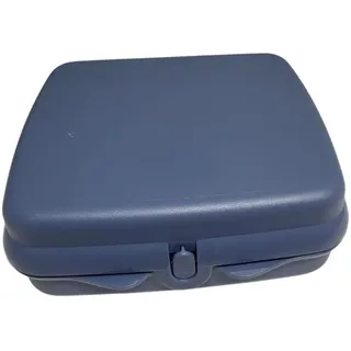 Tupperware Sandwich-Box Aufbewahrungsbox Brotdose quadratisch mit Scharnier und Verriegelung Lunchbox Sandwichbox blau dunkelblau