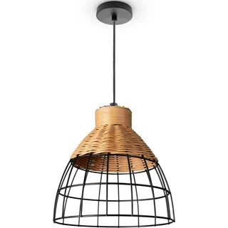 Paco Home Pendelleuchte »PUCA«, Leuchtmittel E27   ohne Leuchtmittel, Lampe Pendelleuchte Korb Stahl Papier Esstisch Lampe Boho E27, schwarz