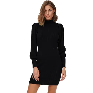 Only Damen Strickkleid | Regular Fit Mini Pullover Dress | Rundhals Stehkragen Shirt ONLKATIA, Farben:Schwarz, Größe:XS