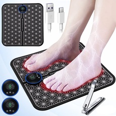 Fussmassagegerät EMS Fußmassagegerät, USB Tragbare Foot Massager Intelligente Massagematte mit 6 Modi 9 Einstellbare Frequenzen für die Durchblutung Muskelschmerzen(Free Nagelknipser & 2PC Host)
