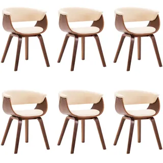 vidaXL Esszimmerstühle 6 Stk. Creme Bugholz und Kunstleder - Braun