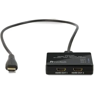 FeinTech VSP01204 HDMI-Splitter Ultra-HD 4K 60Hz HDR mit Scaler, Schwarz
