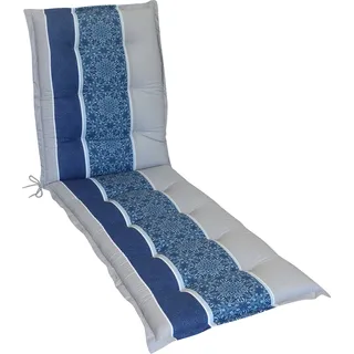 Herlag Liegenauflage Valeria 195x60x7,5cm für Gartenliege Streifen-Muster Blau - Blau