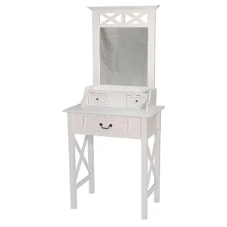 Casa Padrino Landhausstil Schminktisch in Weiß mit 3 Schubladen - 66 x 39 x H. 149 cm - Handgefertigtes Möbelstück - Weiß