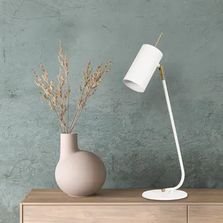 Opviq, Moderne Tischlampe mit Metallkörper, Weiß, 8 x 26 cm, Höhe 55 cm, E27 Fassung, IP20, 200 cm Kabel | Stilvolles skandinavisches Design für Ihr Zuhause. - Weiß
