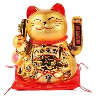 Lachineuse - Maneki Neko Winkekatze Gold - Große Glückskatze 20 cm - Kawaii Japanische Deko-Objekt - Glücksbringer Katze - Chinesische Asien Dekoration Asia Deko, Goldfarben