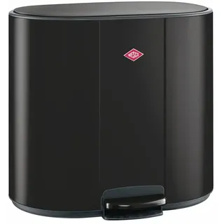 WESCO Multicollector 2 Tretabfalleimer mattschwarz aus pulverbeschichtetem Stahlblech, 2x 25 Liter Kunststoffbehälter, Metall-Fußtritt, praktischer Handgriff, Geruchsfilter, Deckelarretierung