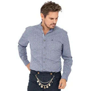 Country Maddox Langarmhemd "Stehkragenhemd H-113", blau
