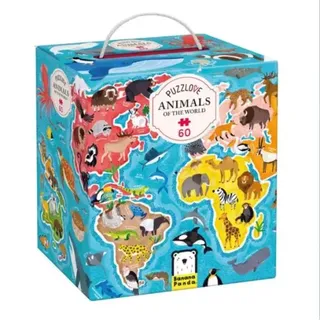 Banana Panda: Weltkarte-Puzzle Tiere der Erde – 60-teilig
