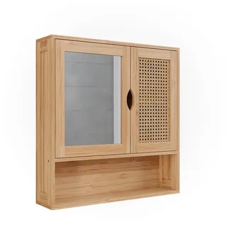 Vicco Badspiegelschrank Liora Bambus/Rattan 56 x 58 cm mit Spiegel