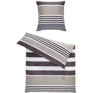 JANINE Bettwäsche, Hellbraun, Textil, Streifen, 155x220 cm, Schlaftextilien, Bettwäsche, Bettwäsche, Satin-Bettwäsche