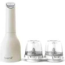 FinaMill One soft cream mit zwei FinaPod Pro Plus Batteriebetrieben, Pfeffermühle + Salzmühle