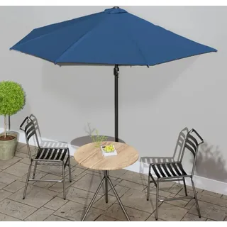 The Living Store Balkon-Sonnenschirm Alu-Mast Blau 300x155x223cm Halbrund - Blau