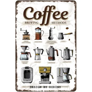 DODINO 20x30cm blechschilder COFFEE BREWING METHODS, Dekoratives Wohnaccessoire, Deko Vintage Küche Coffee Fans Geschenkidee