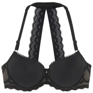 LASCANA LASCANA, Neckholder-BH mit dekorativem Spitzenrücken und Komfort-Nackenträger, sexy Dessous, schwarz,