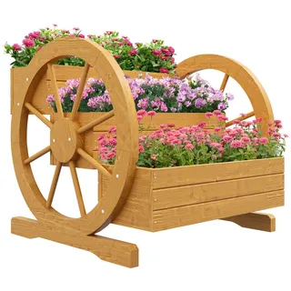 Outsunny Hochbeet, Tannenholz, Naturholz , Naturfarben , Holz , 62x57x61 cm , Gartenzubehör, Hochbeete