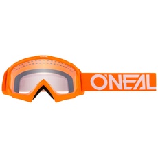 O'NEAL | Motocross-Brillen-Ersatzteile | Motorrad Enduro | Modernes Rahmendesign, Glas aus hochwertiger 1,2 mm-3D-Linse, 100% UV-Schutz | B10 Youth Goggle Solid | Orange Weiß | One Size