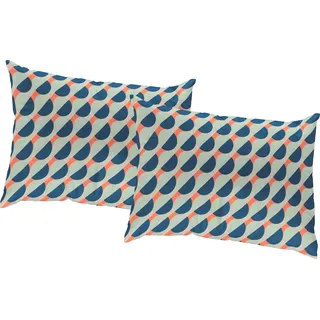 Adam Dekokissen "Circles" GOTS zertifiziert - Kissenhülle ohne Füllung, 1 Stück, blau, orange, bedruckt