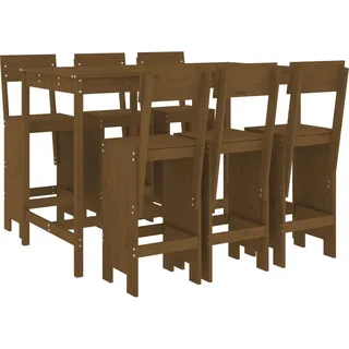 vidaXL 7-tlg. Gartenbar-Set Honigbraun Massivholz Kiefer - Braun