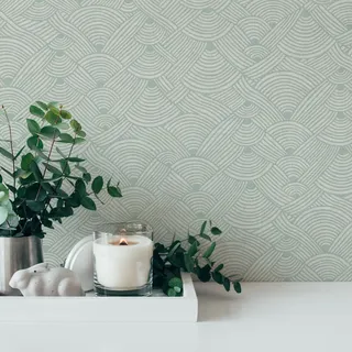 A.S. Création Artdeco Tapete Grün Weiß Nara 387423 Mustertapete Vliestapete 10,05 m x 0,53 m Made in Germany