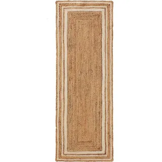 benuta Pure Jute Teppich Jutta - Weiß 80x250 cm - Handgewebter Wohnzimmerteppich - Natürliches Boho Design - Für Fußbodenheizung geeignet