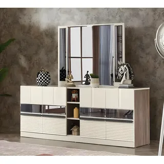 Sideboard mit Spiegel Modern Esszimmer Einrichtung Komplett Luxus Möbel - Weiß