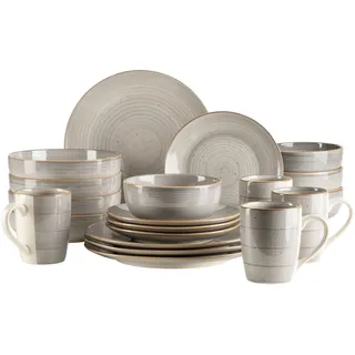 Kombiservice MÄSER "Valmera", grau (hellgrau), 20, Geschirr-Sets, Kombiservice